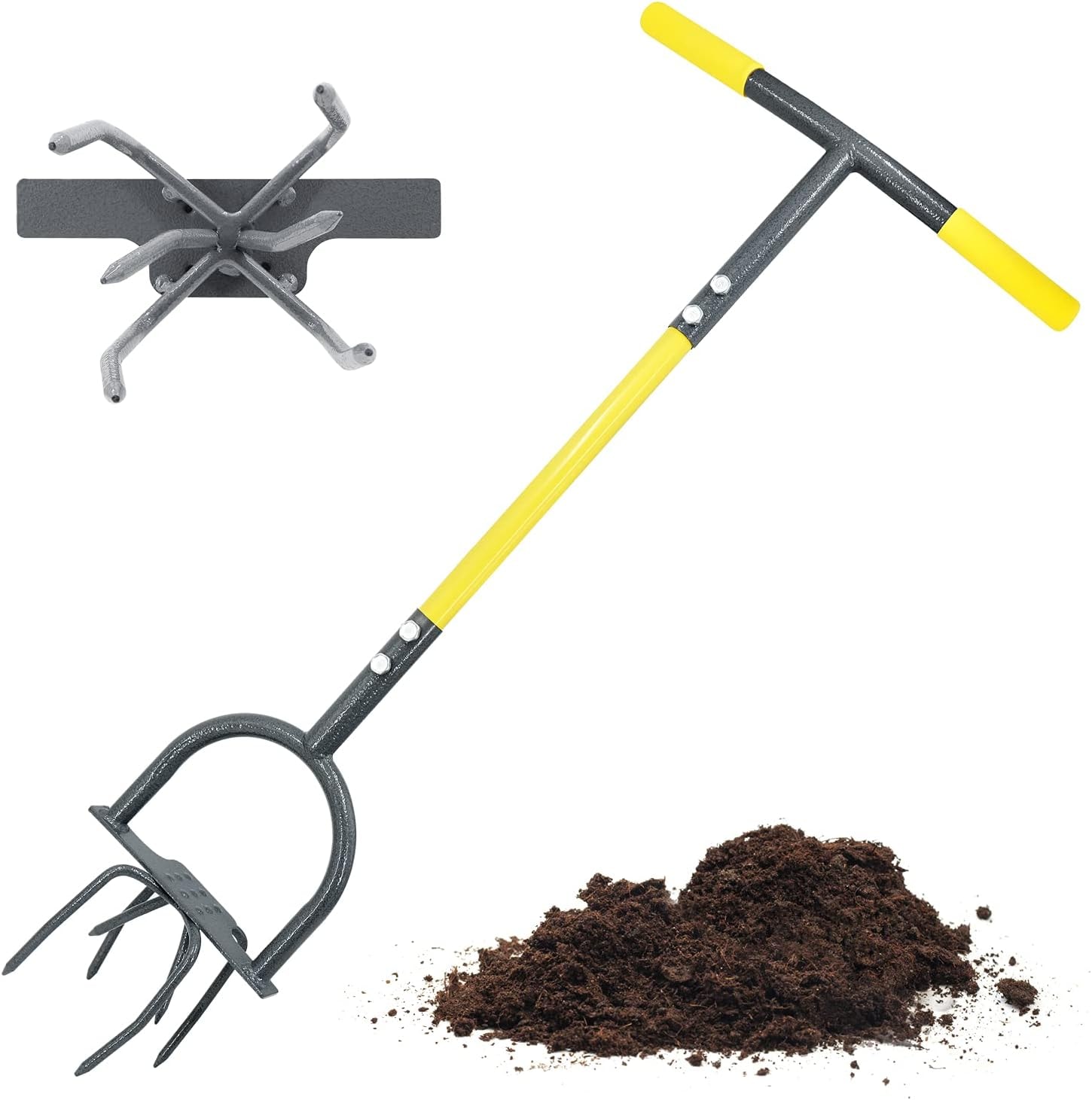 Claw twist tiller and cultivator, yellow
