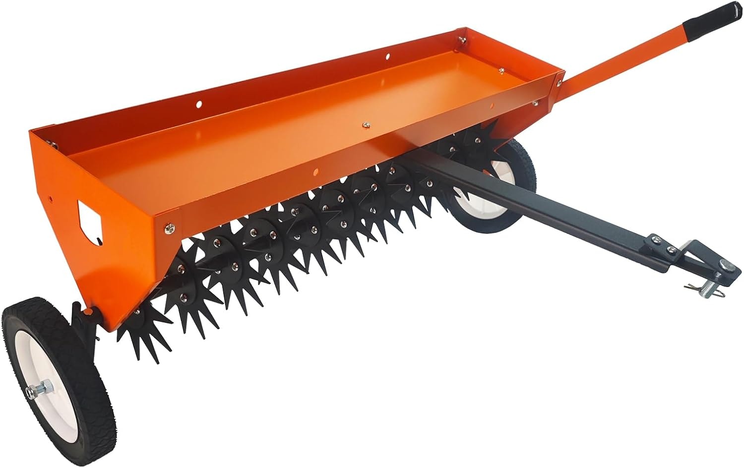 Tow-behind spike aerator, 40-inch, 11 steel tines