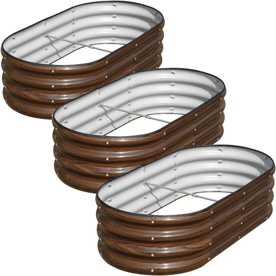 Galvanised steel raised bed, 46 × 24 × 12 in, brown
