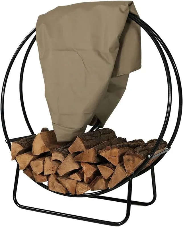 Firewood hoop rack with cover — holds 1/2 face cord