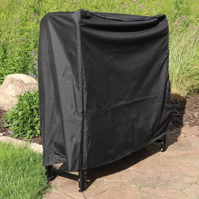 Firewood rack with cover, 50-inch, black