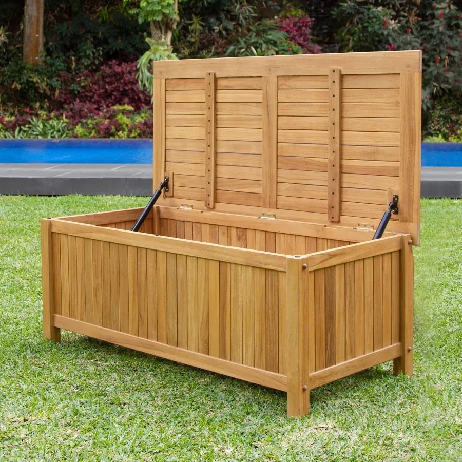 Teak garden storage box, 49 gallon