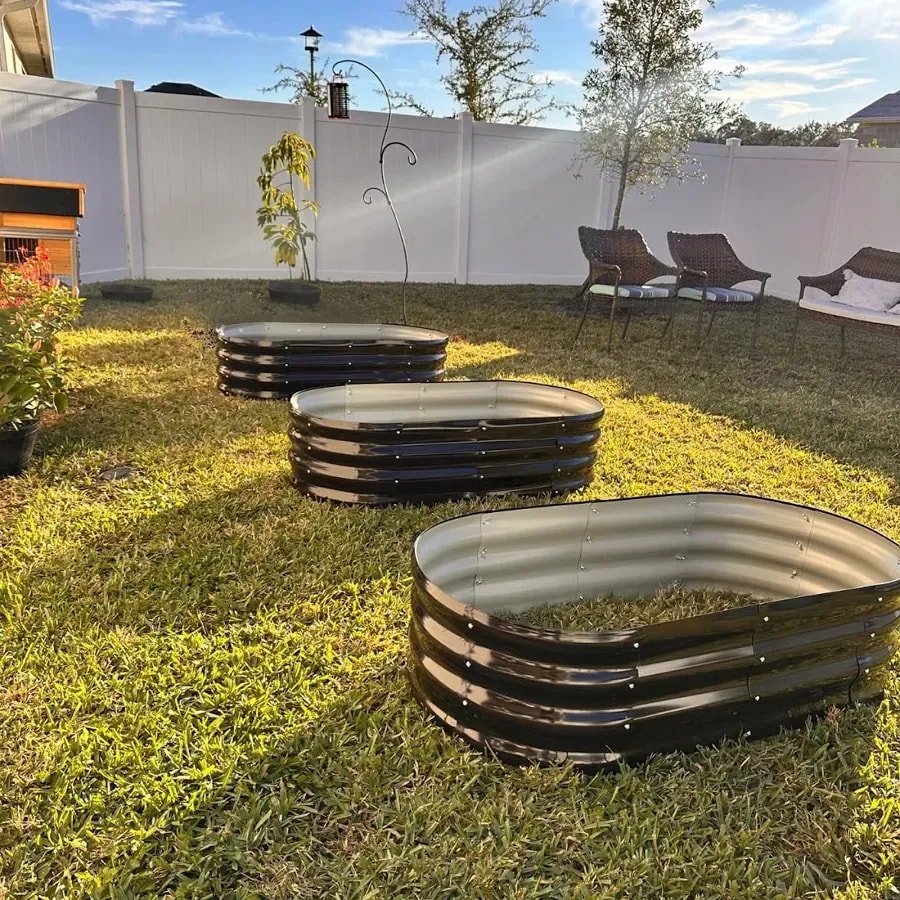 Galvanised steel raised bed, 46 × 24 × 12 in, brown