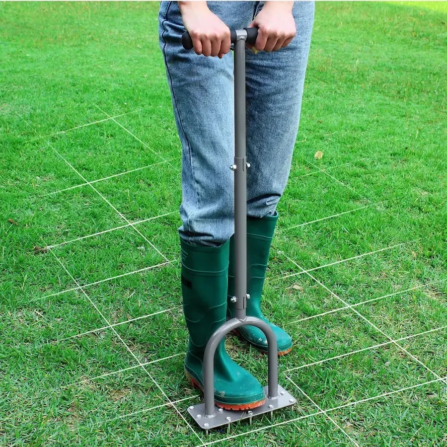 Spike lawn aerator with 15 iron spikes