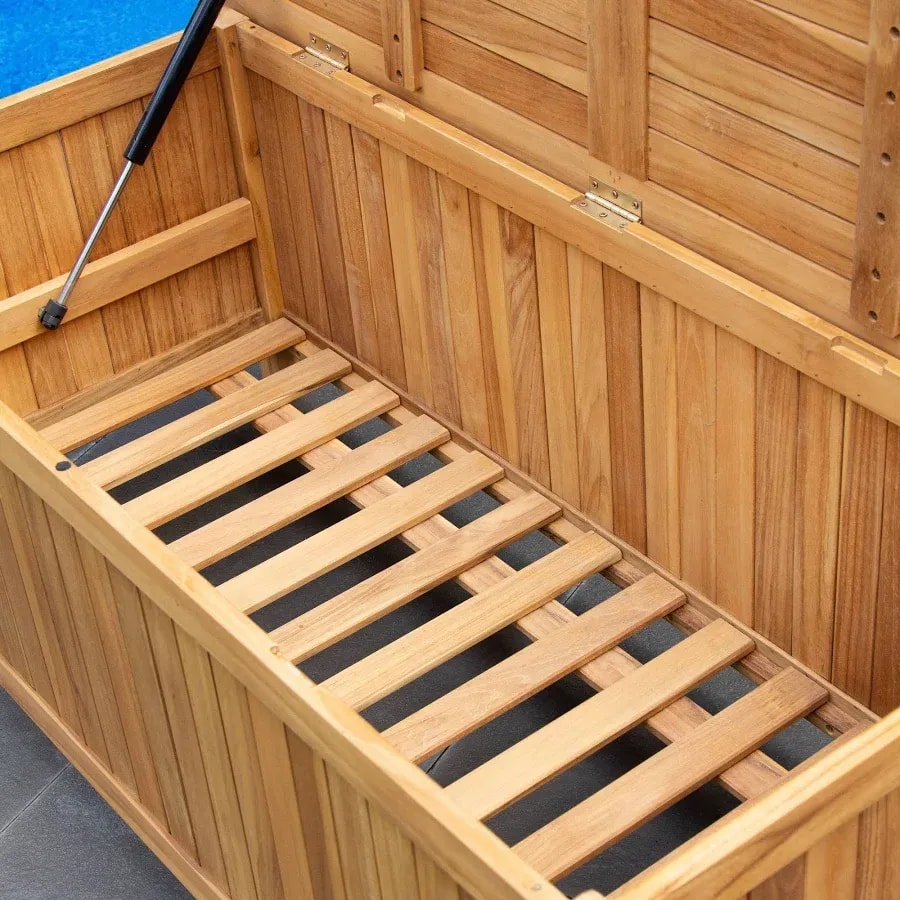 Teak garden storage box, 49 gallon