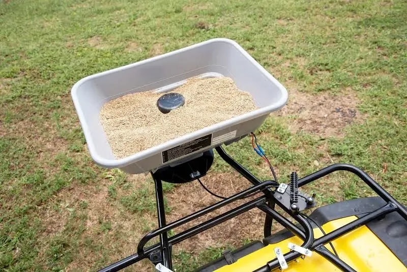 Broadcast spreader for ATV/UTV, 80 lb hopper, 12 V
