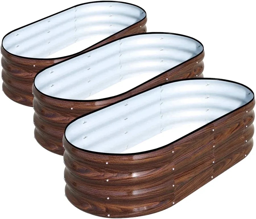 Galvanised steel raised bed, 46 × 24 × 12 in, brown