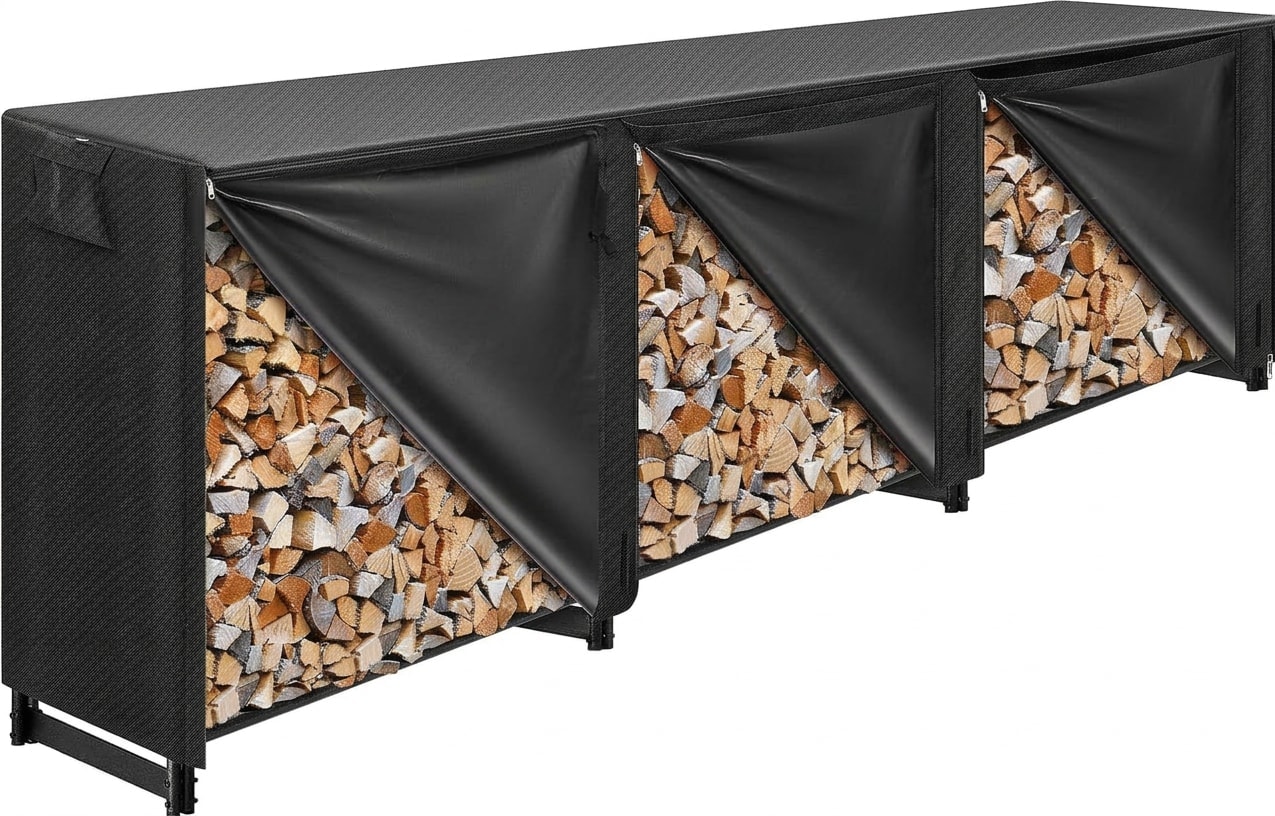 Covered firewood rack, 12 ft — holds 1/5 cord