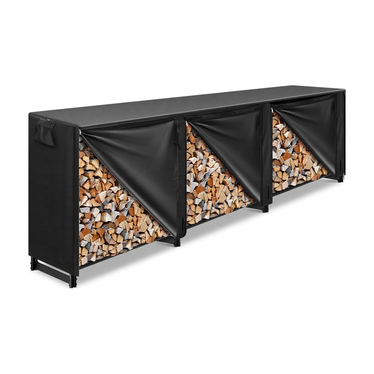 Heavy-duty firewood rack with cover, 12 ft