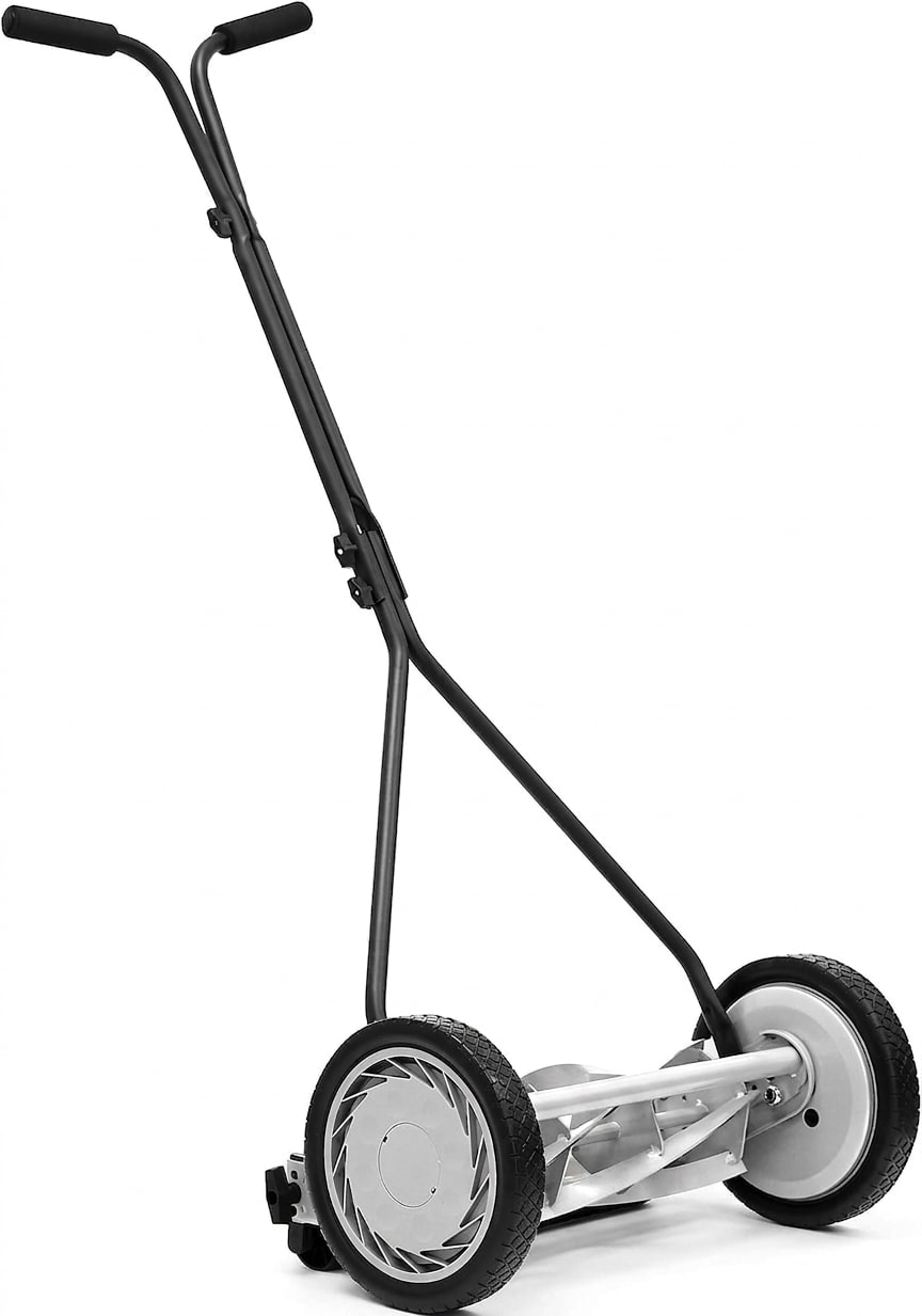 Push reel lawn mower, 16-inch cut, 5 blades