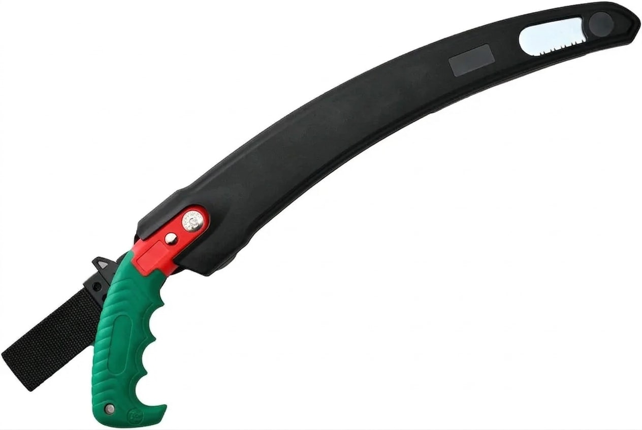 Curved pruning saw with sheath, 13-inch blade