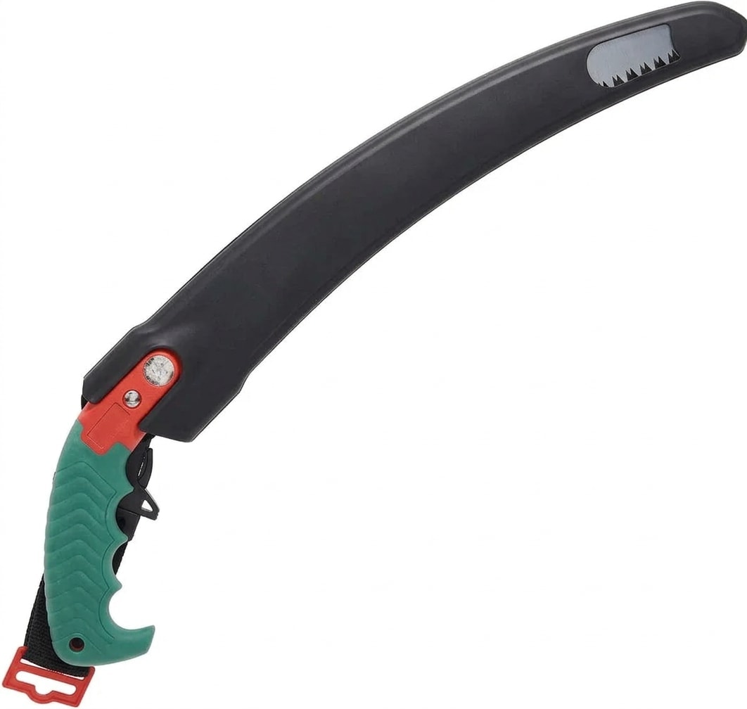 Curved pruning saw with sheath, 13-inch blade