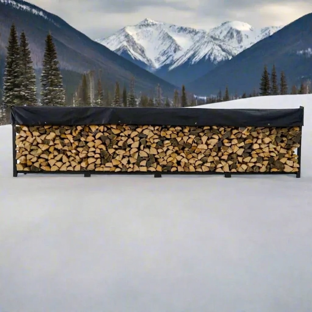 Firewood rack, 16 ft — holds a full cord