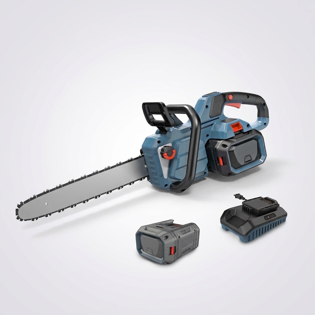 Cordless chainsaw, 18-inch bar, 60 V, 4 Ah battery