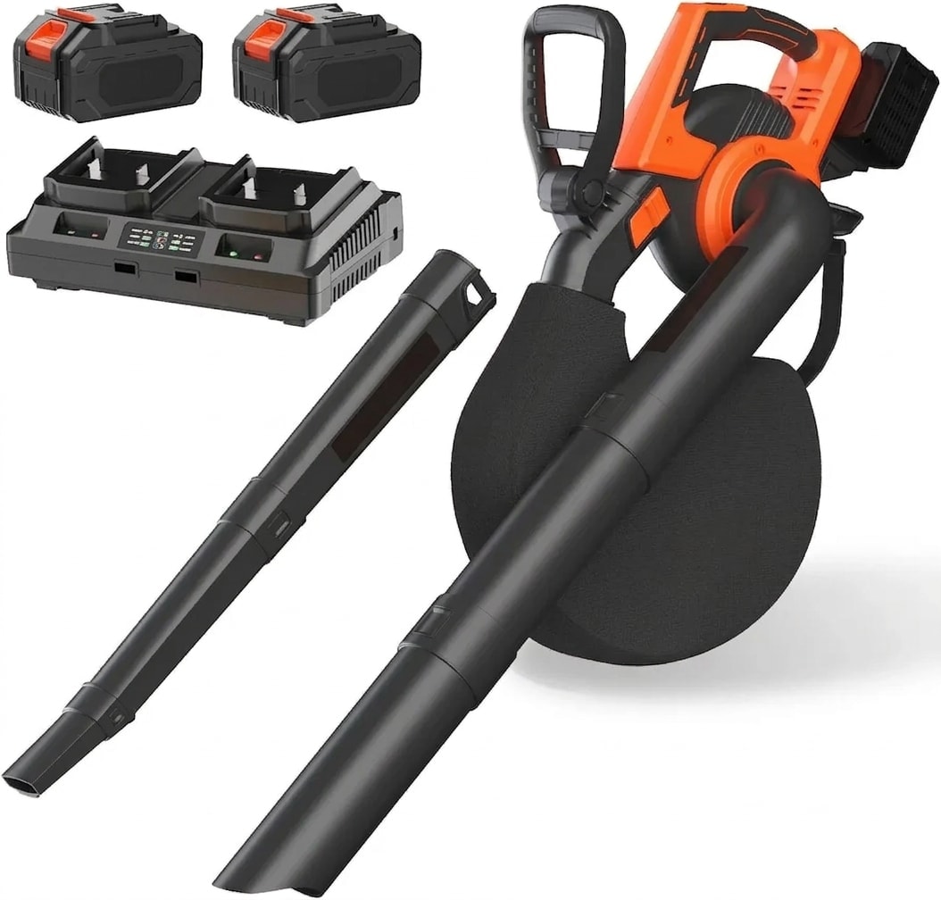 Cordless leaf blower and vacuum with bag, 3-in-1, 360 CFM