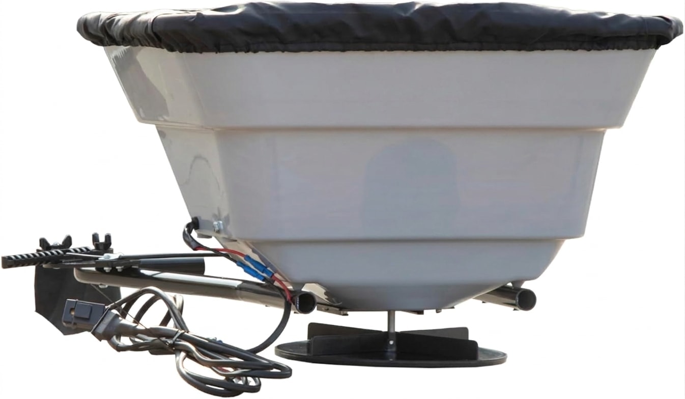 Broadcast spreader for ATV/UTV, 80 lb hopper, 12 V