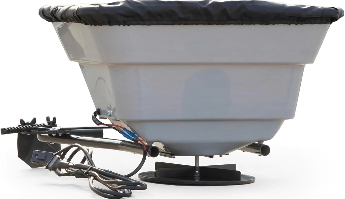 Broadcast spreader for ATV/UTV, 80 lb hopper, 12 V