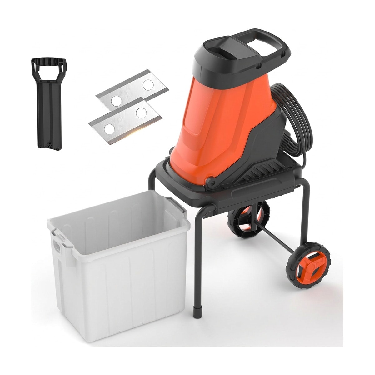 Electric wood chipper shredder for branches up to 45 mm, with 50 L collection bin