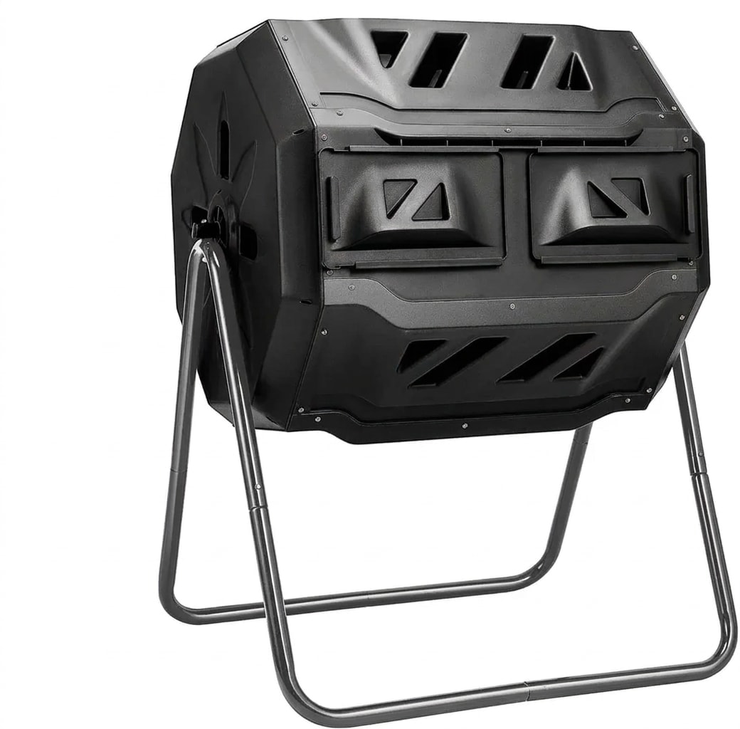 Dual-chamber tumbling composter, 43 gallon