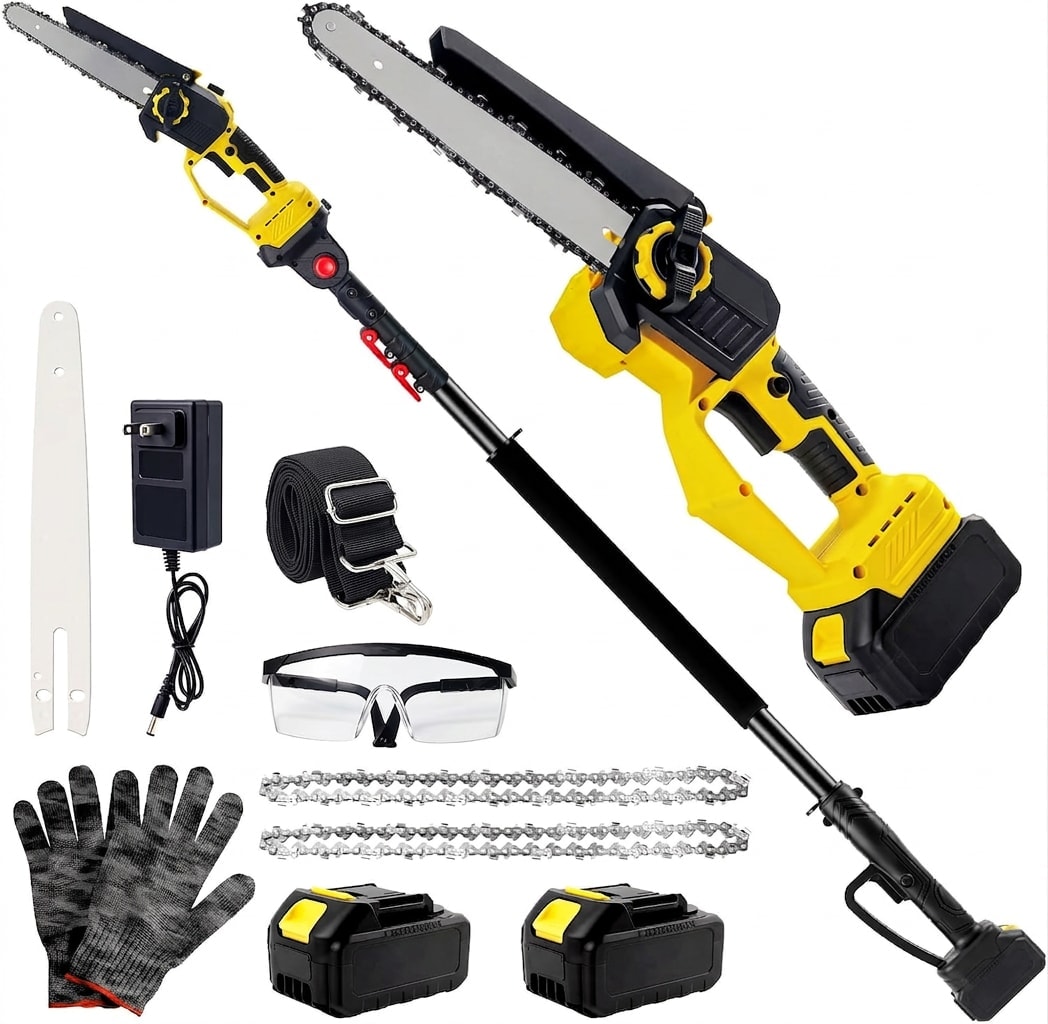 Cordless pole saw with mini chainsaw head
