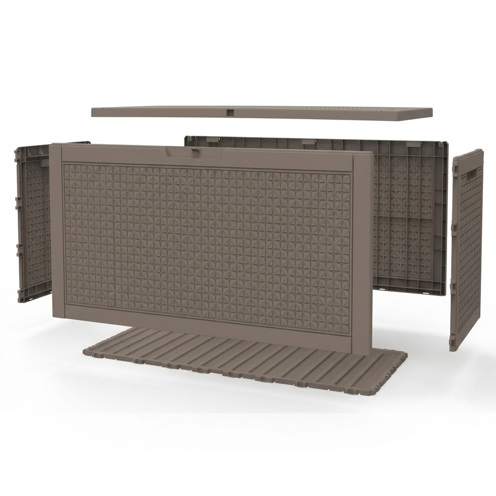 Resin outdoor storage box, 100 gallon, taupe