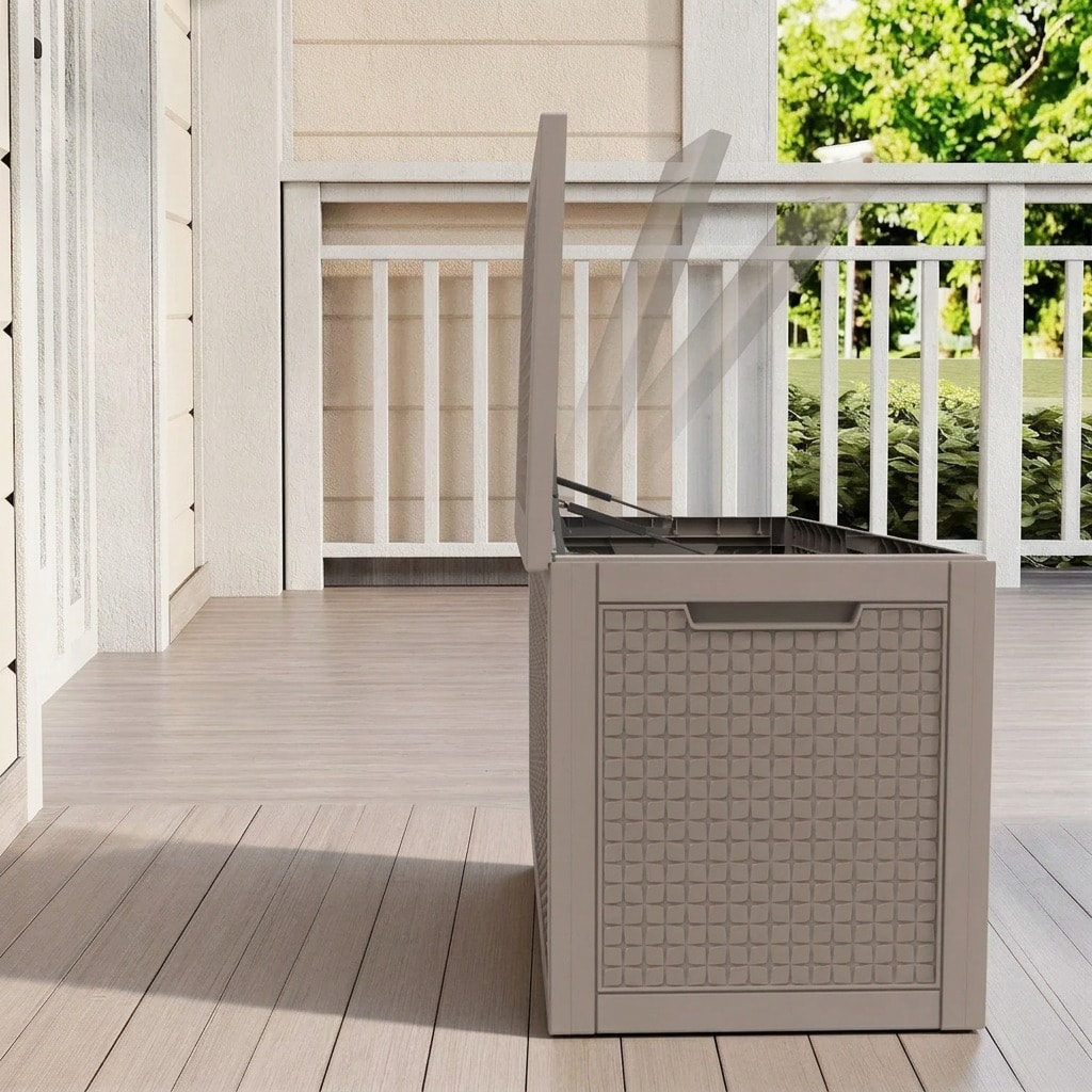 Resin outdoor storage box, 100 gallon, taupe