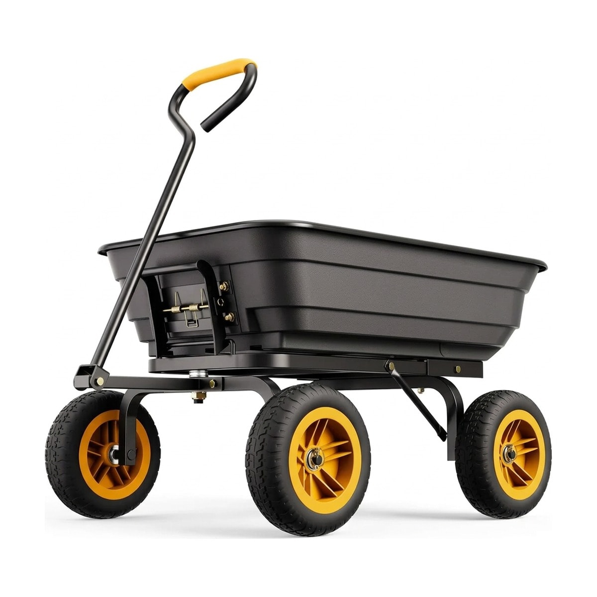 Heavy-duty garden dump cart, 4 cu ft, 600 lb, no-flat tyres