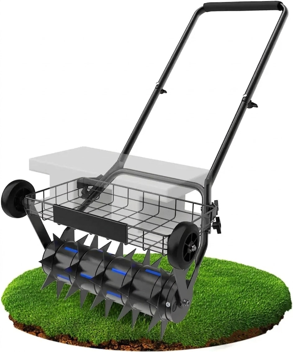 Lawn aerator and roller, 2-in-1