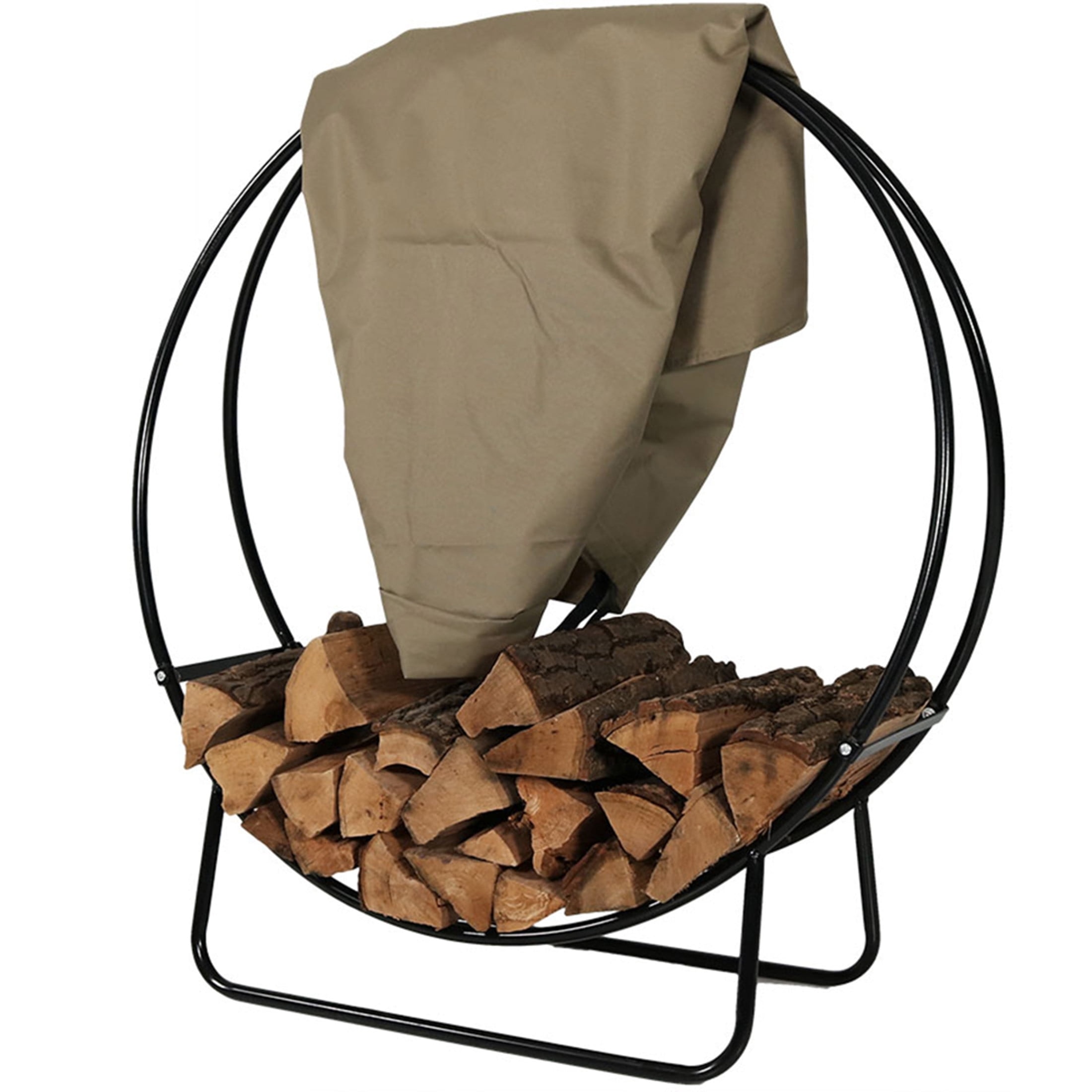 Firewood hoop rack with cover — holds 1/2 face cord