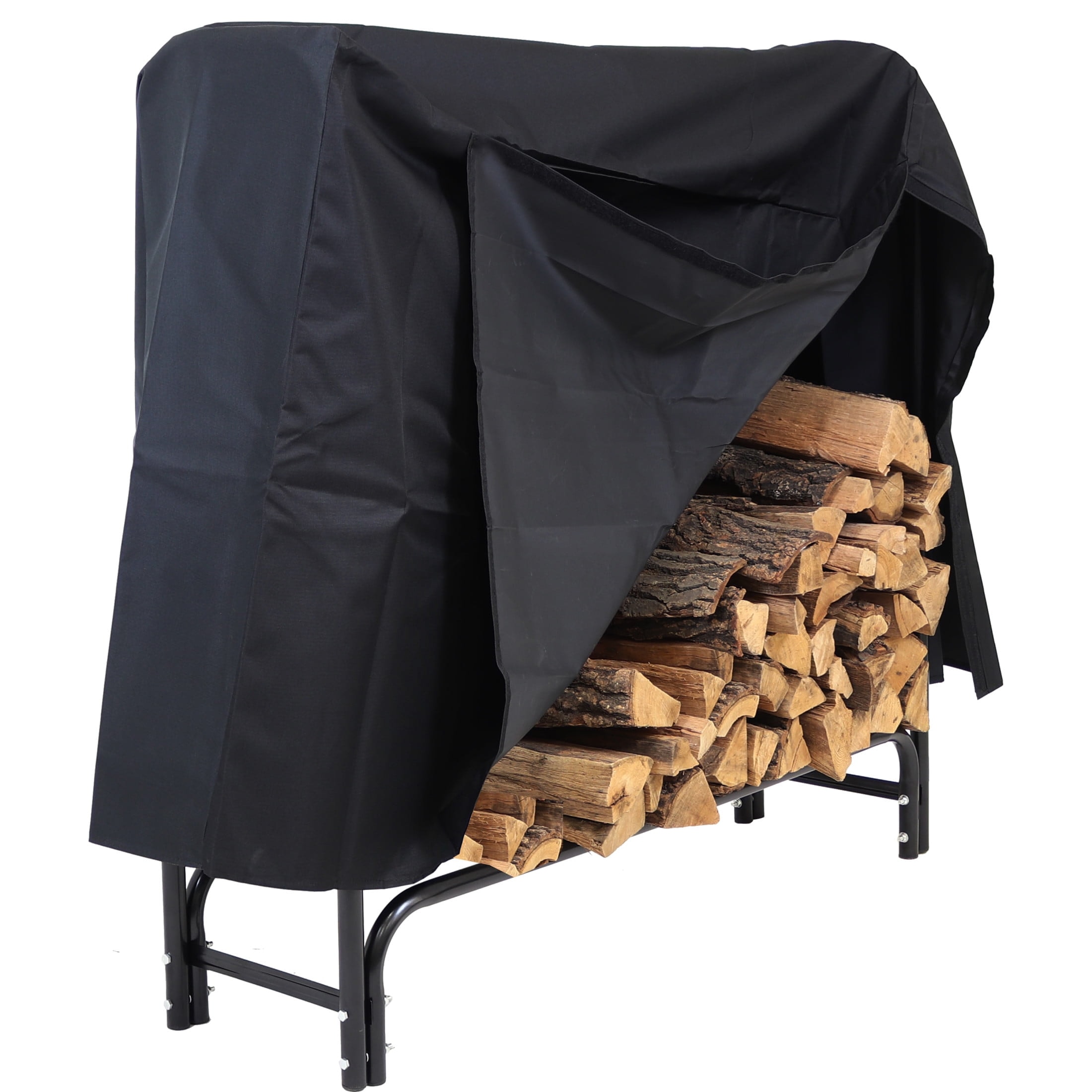 Firewood rack with cover, 50-inch, black