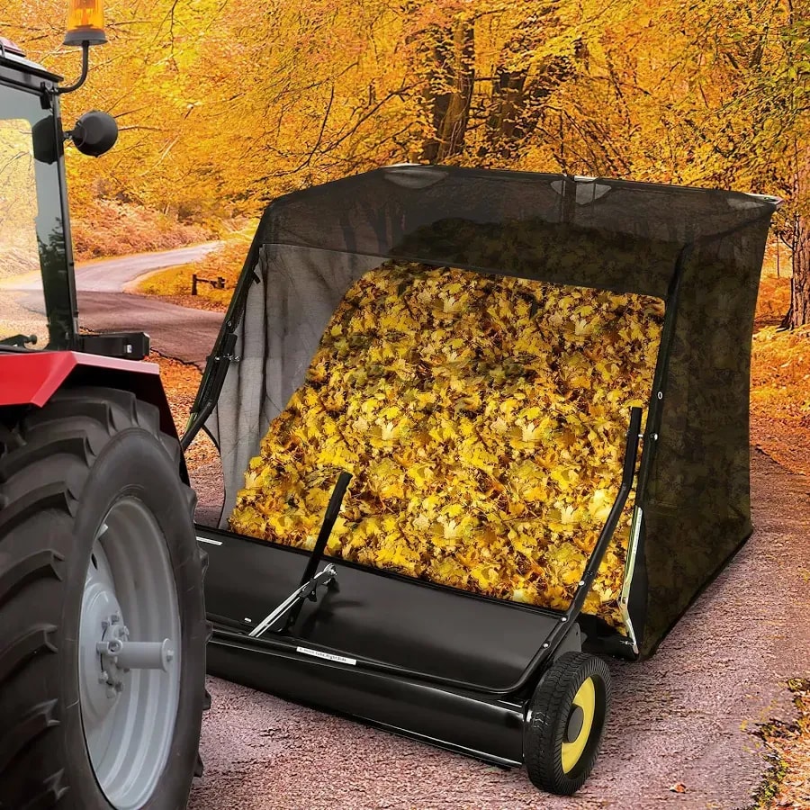 Tow-behind lawn sweeper, 44-inch, leaf and grass collector