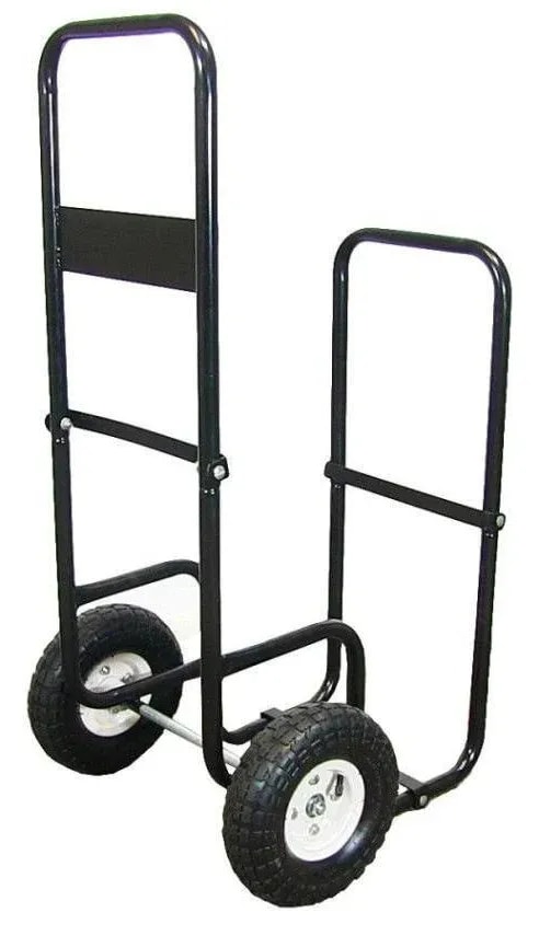 Steel firewood log cart on wheels — holds 1/8 face cord