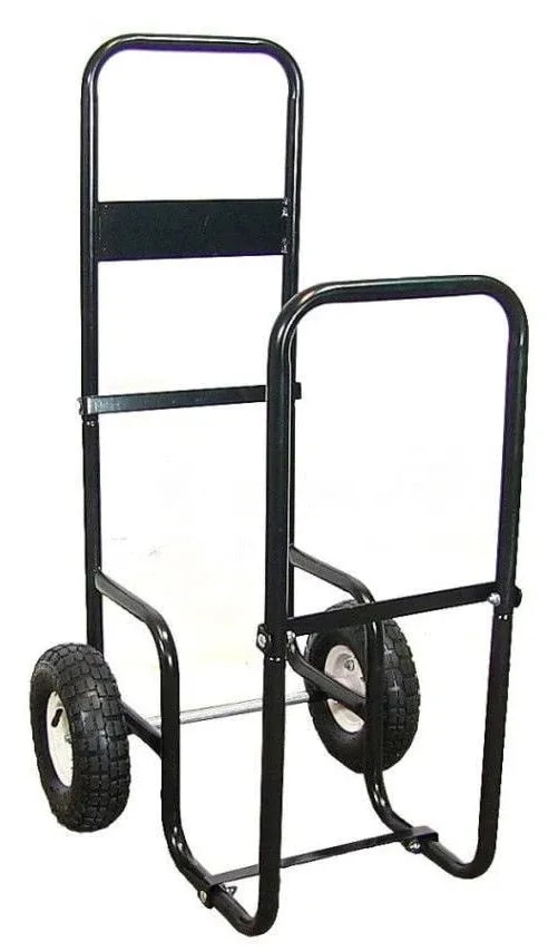 Steel firewood log cart on wheels — holds 1/8 face cord