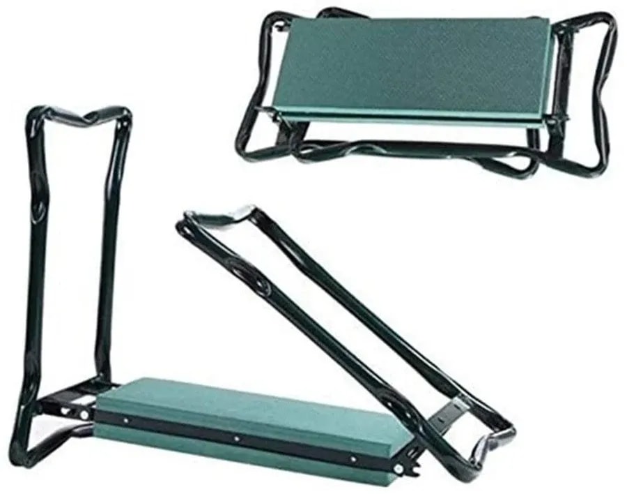 Folding garden kneeler stool with foam pad, 2-in-1