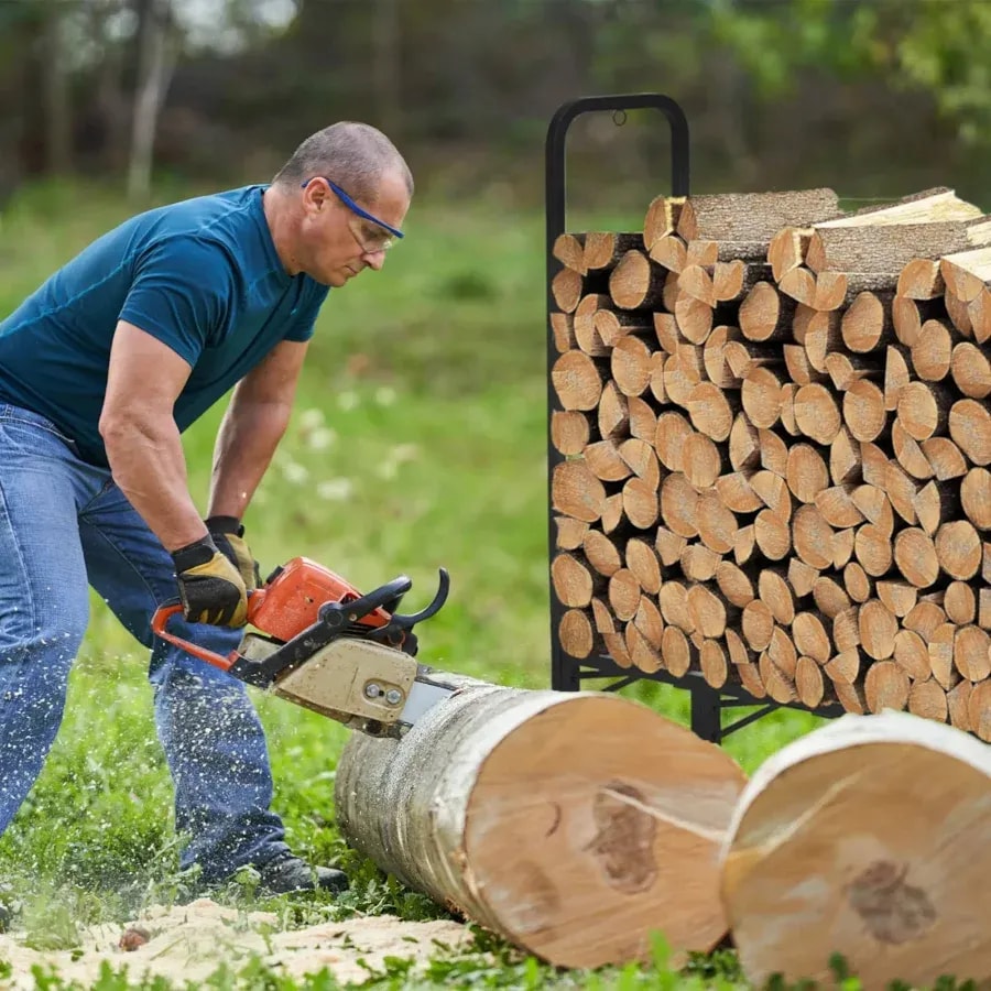 Heavy-duty firewood rack, 8 ft — holds 1/2 cord