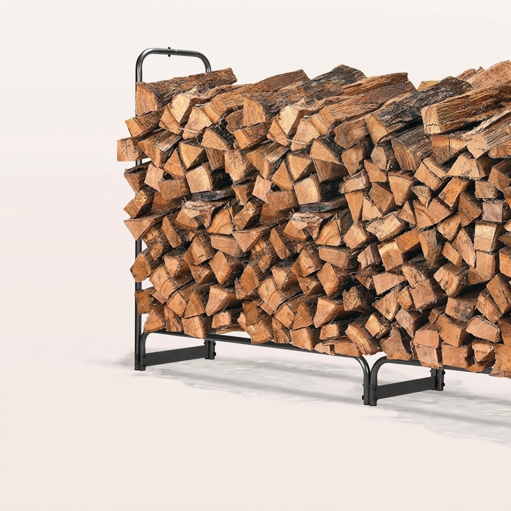 Heavy-duty firewood rack with cover, 12 ft