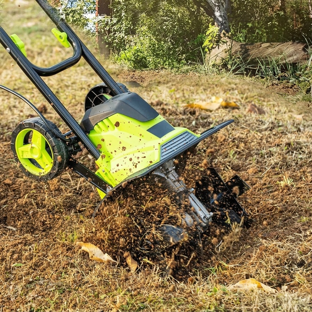Corded electric tiller with a 14-inch working width