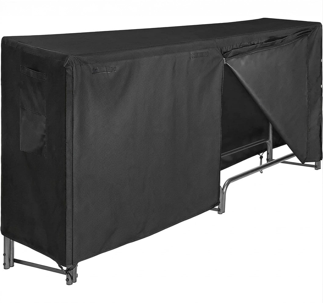 Heavy-duty firewood rack with cover, 8 ft
