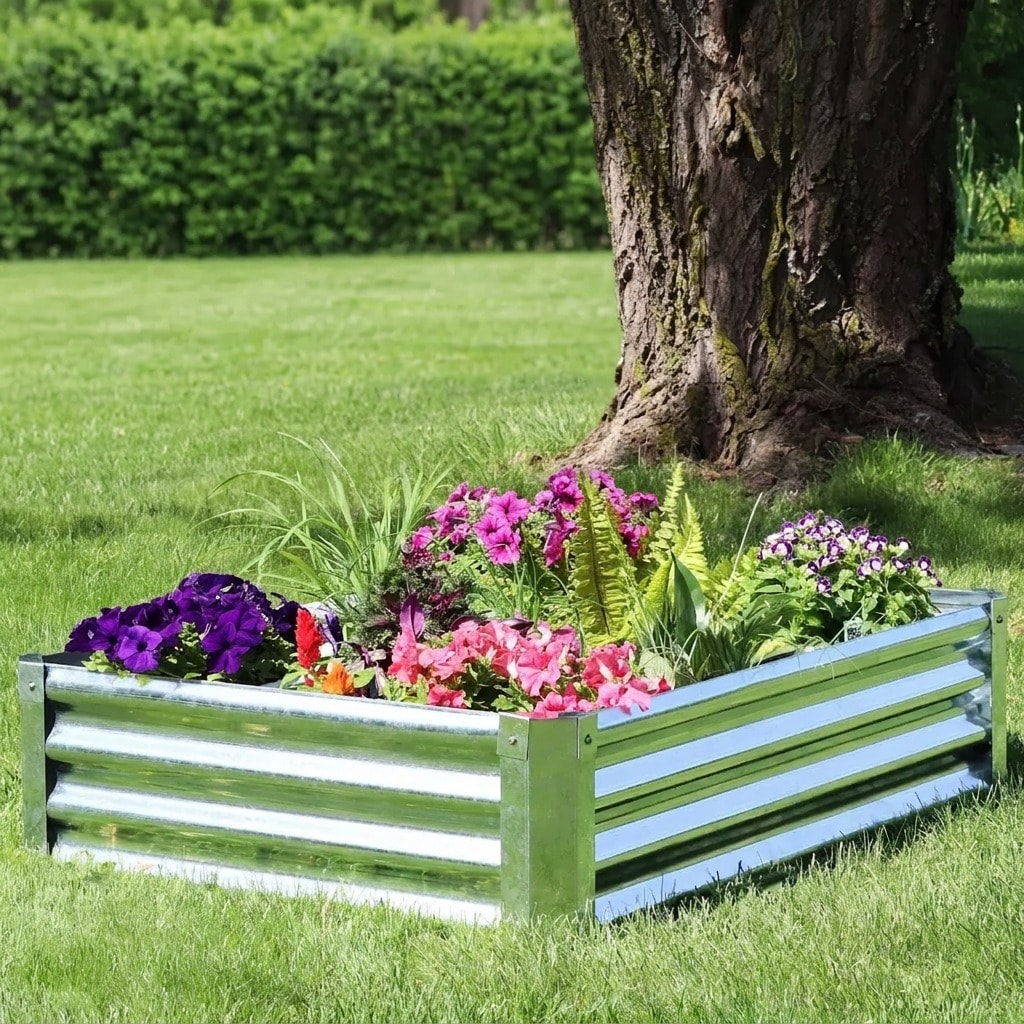 Galvanised steel raised bed, 48 × 36 × 12 in