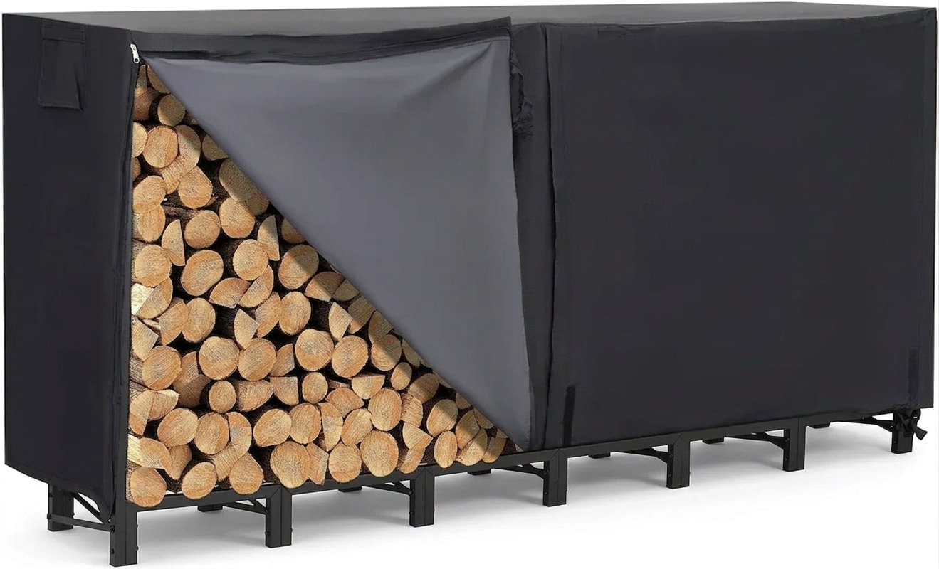Heavy-duty firewood rack, 8 ft — holds 1/2 cord