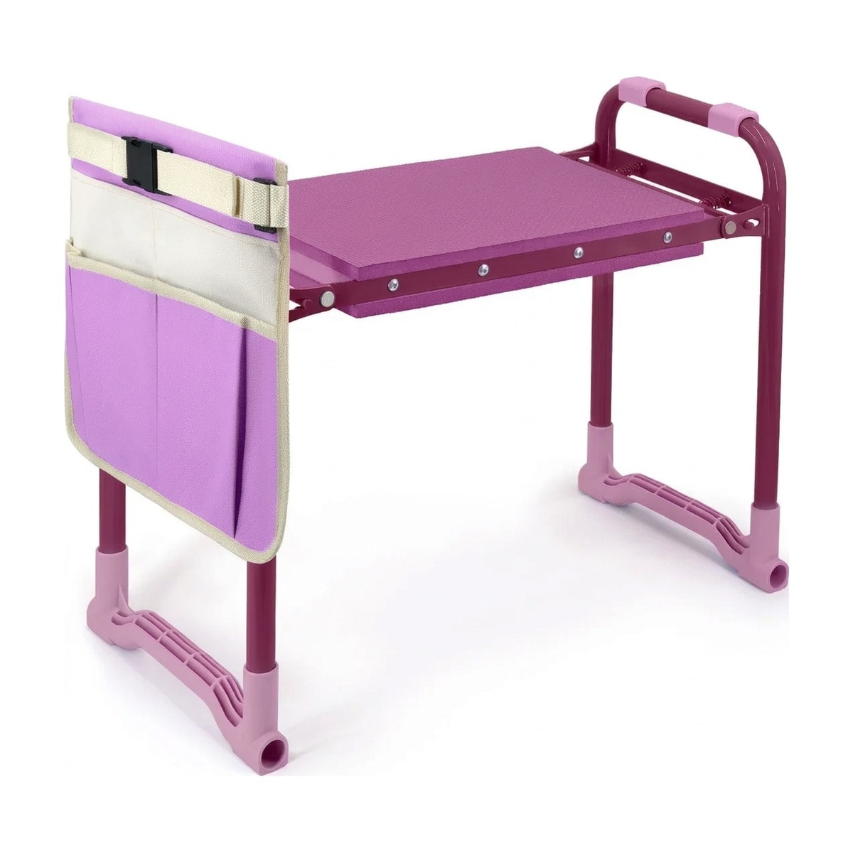 Folding garden kneeler and seat with tool pouch