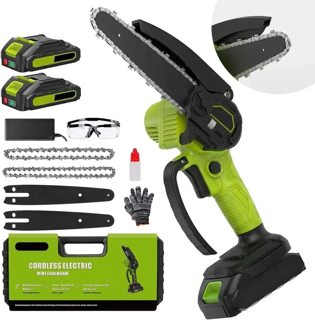 Mini cordless chainsaw, 6-inch bar, portable