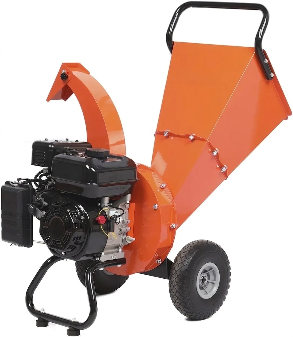 Petrol wood chipper and shredder, 7 HP 212 cc, 3-inch branches