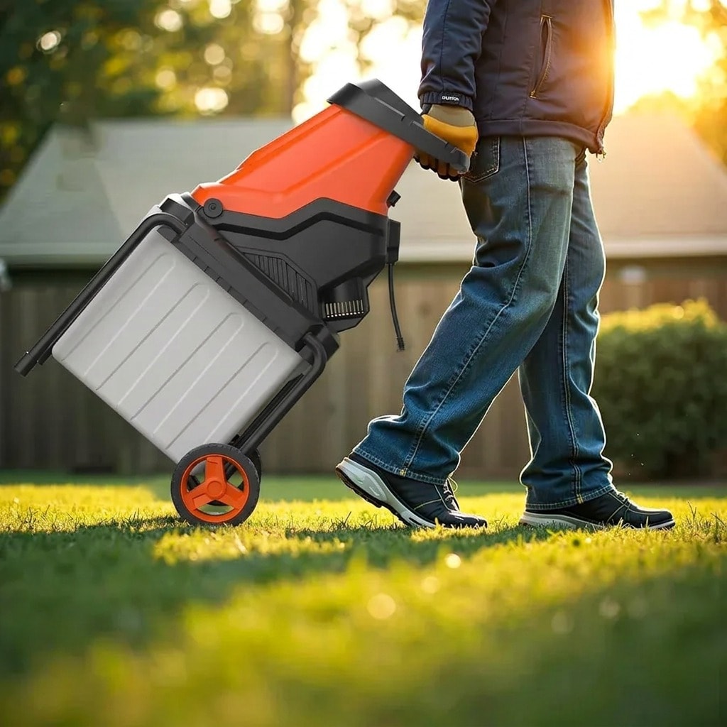 Electric wood chipper shredder for branches up to 45 mm, with 50 L collection bin
