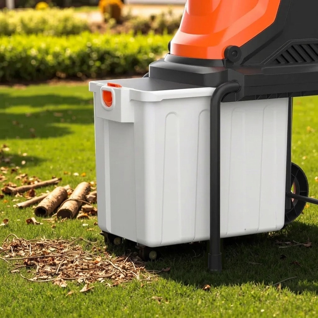 Electric wood chipper shredder for branches up to 45 mm, with 50 L collection bin