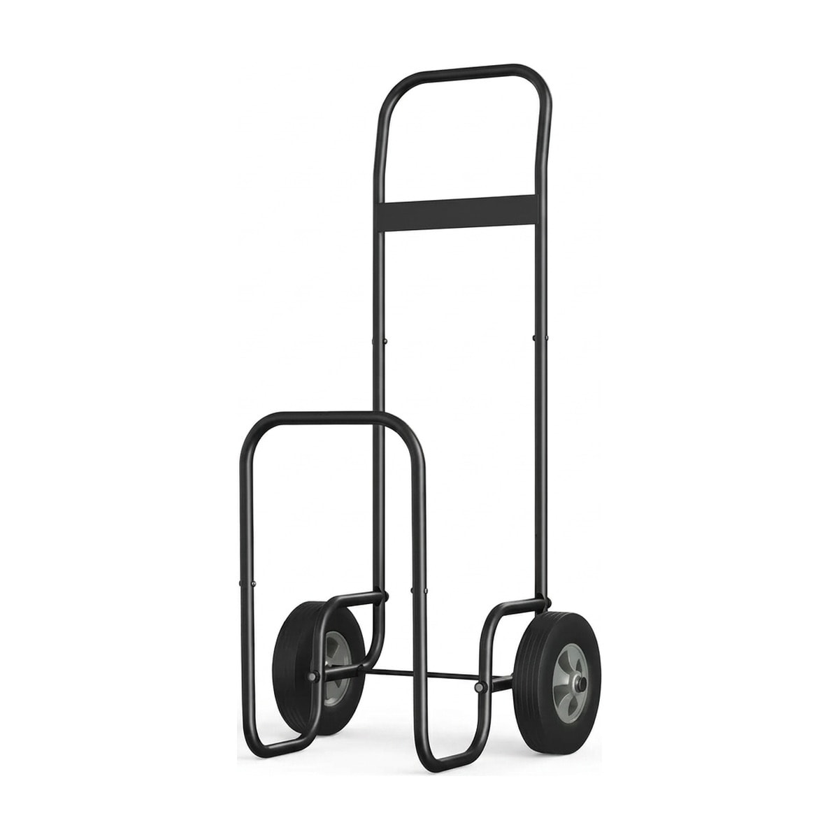 Rolling firewood log cart, heavy duty, black