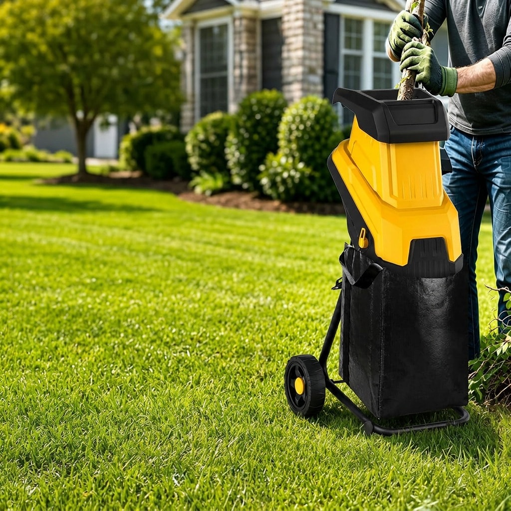 Electric wood chipper and shredder with 1.8-inch cutting capacity