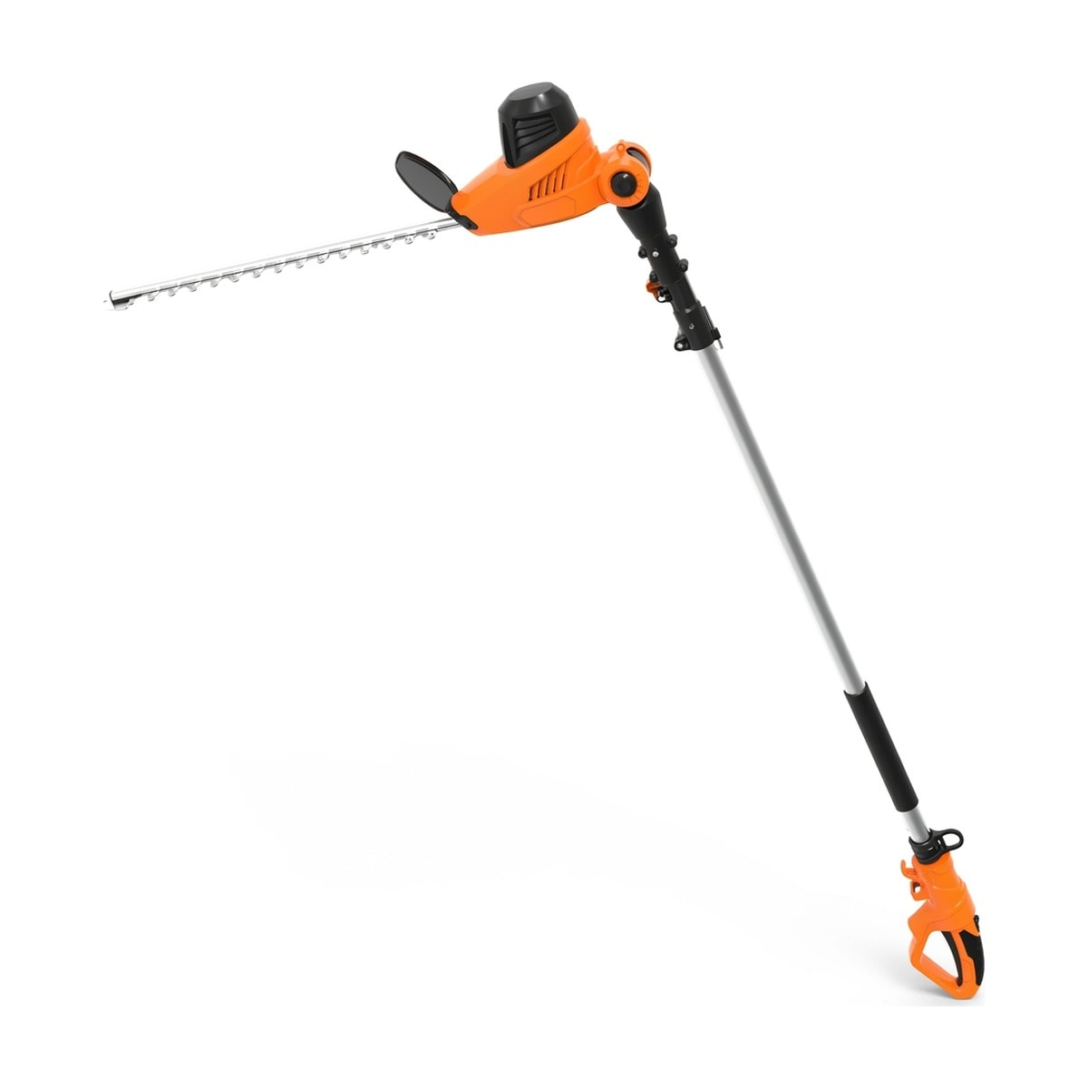 Extendable electric pole hedge trimmer with 18-inch dual-action blade