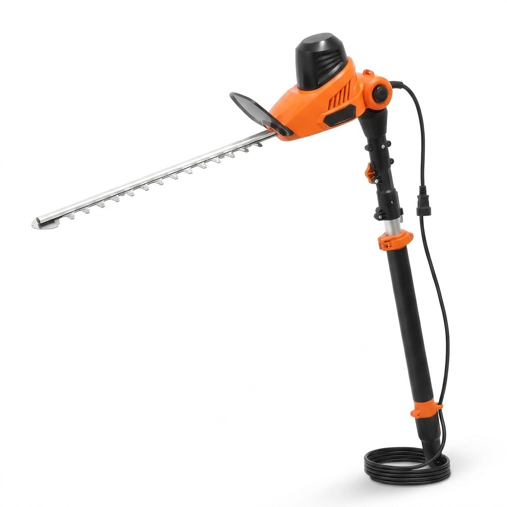 Extendable electric pole hedge trimmer with 18-inch dual-action blade