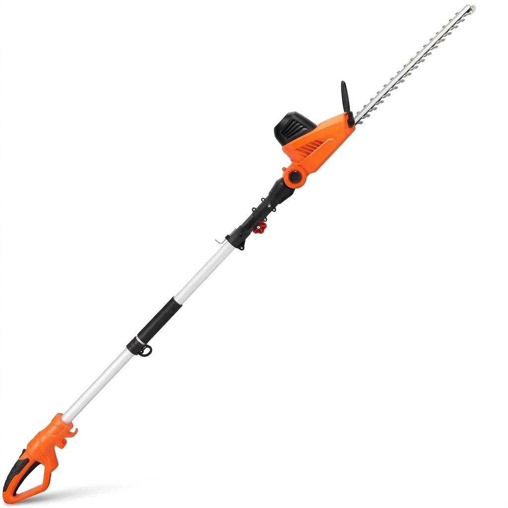 Extendable electric pole hedge trimmer with 18-inch dual-action blade